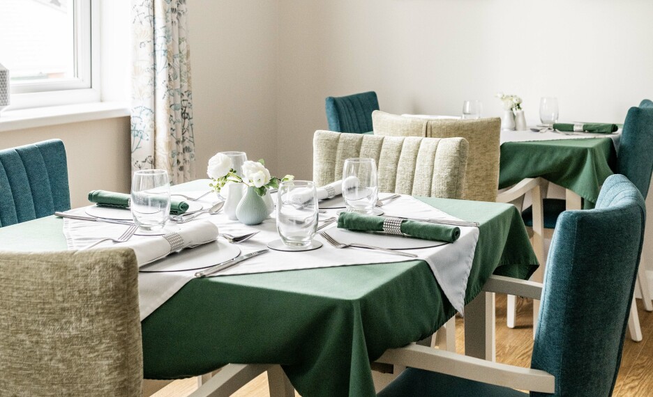 Dining at Buckingham Lodge luxury care home watton