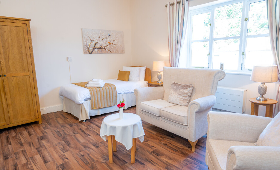 Beautifully decorated interior bedrooms view at Oaklands residential care home in Scole, Diss
